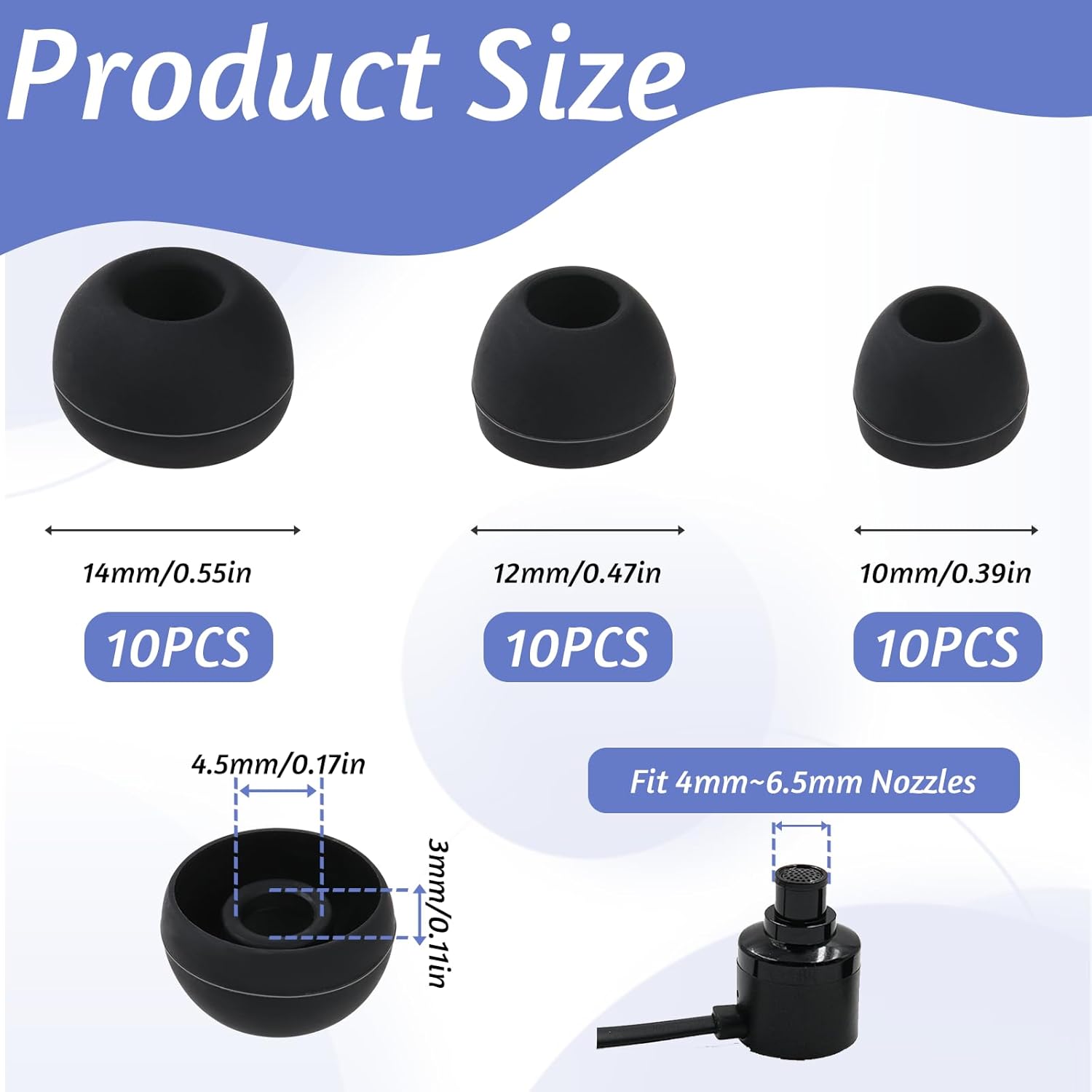 30 Pcs Silicone Replacement Earbud, Ear Buds Tips Headphone Earpads Soft Silicone Ear Tips Ear Bud Tips Replacement in S/M/L Sizes Earphone Cover Fit