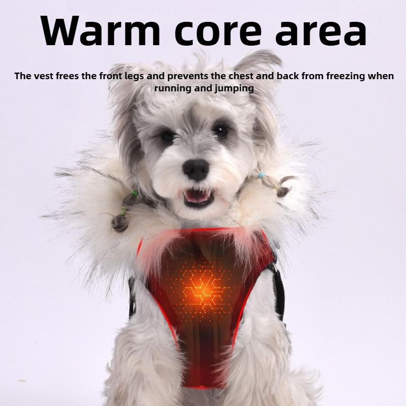 Pet Dog Winter Warm Plush Coat Fleece Hooded Puppy Reflective Winter Clothing Dog Cat Clothes Warm Cotton Vest Hooded Fur Collar
