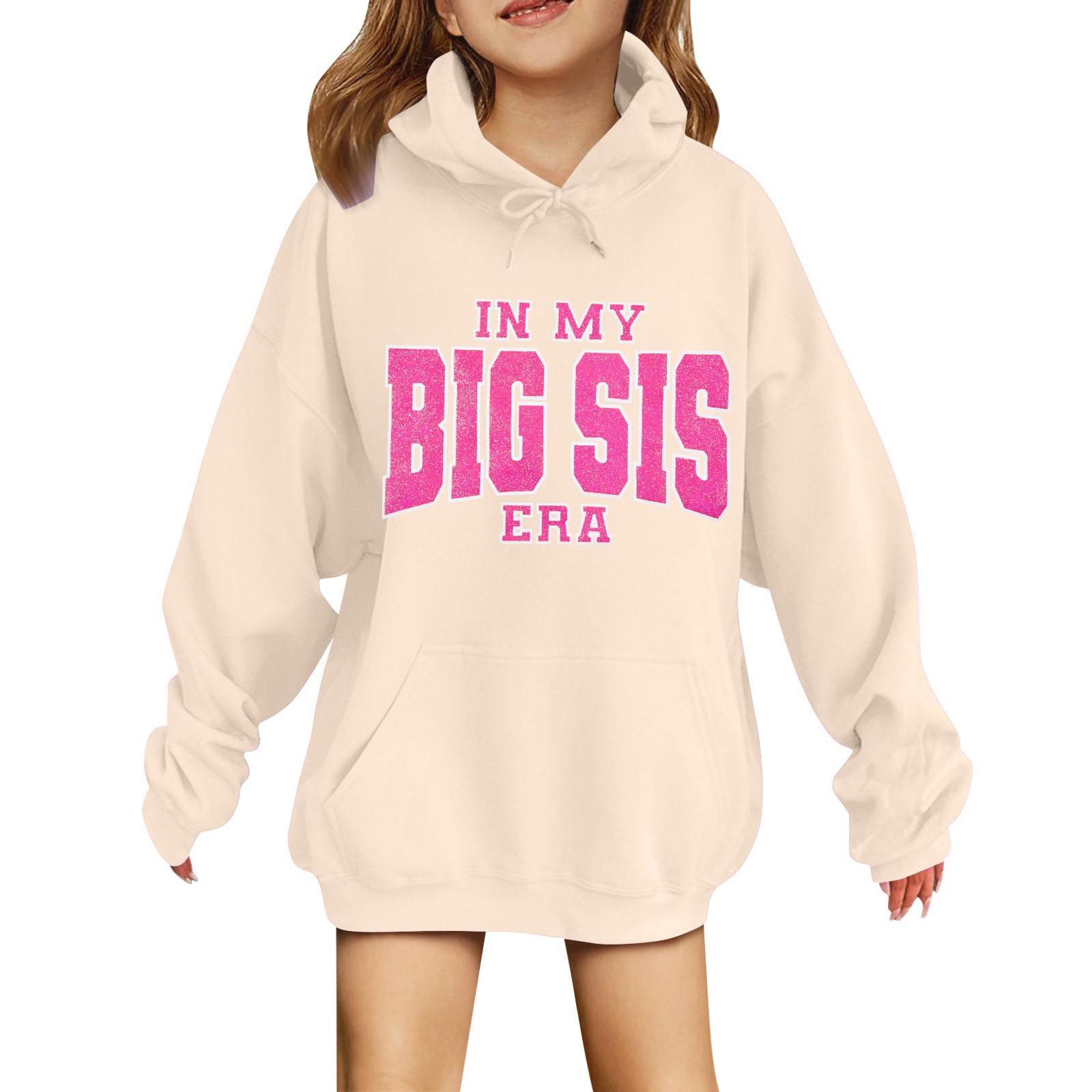 

Толстовки для девочек-подростков, толстовки с длинным рукавом, пуловер с завязками, симпатичная толстовка большого размера 160 бежевый