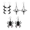 1 Pair Drop Earrings Matte Black Triple Bat Hook Earrings Women Halloween Earrings Witchy Goth Ear Adornments