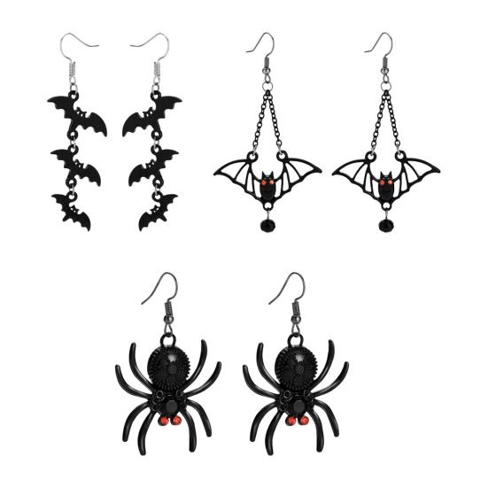 1 Pair Drop Earrings Matte Black Triple Bat Hook Earrings Women Halloween Earrings Witchy Goth Ear Adornments
