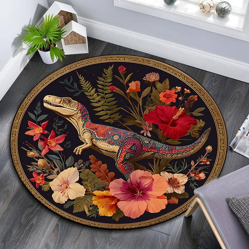 

Dinosaur Round Area Rug,Carpet Rug for Living Room Bedroom Sofa Playroom Decor,Non-slip Floor Mat 80cmx80cm