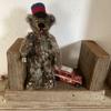 [USED] Re-listed German Traditional Teddy Bear by Martin, Featuring a Green Heart On the Chest and a Hat Measuring 21cm.