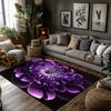 Tuniu Large Purple Flower Carpet Rug Non-Slip Home Living Room Floor Mat Decorative Rug