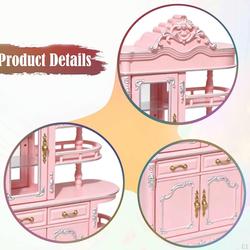 1/12 Dollhouse Miniature Cabinet Model Micro Scene Elegant Collection Decoration for DIY Living Room
