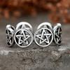 Vintage Pentagram Punk Adjustable Silver Ring for Men and Women