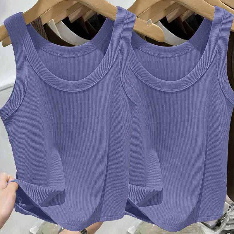 Modal Ribbed Spaghetti Strap Tank Top - Women's Versatile U-Neck Solid Color for Spring/Summer, Sports, Yoga, Base Layer.