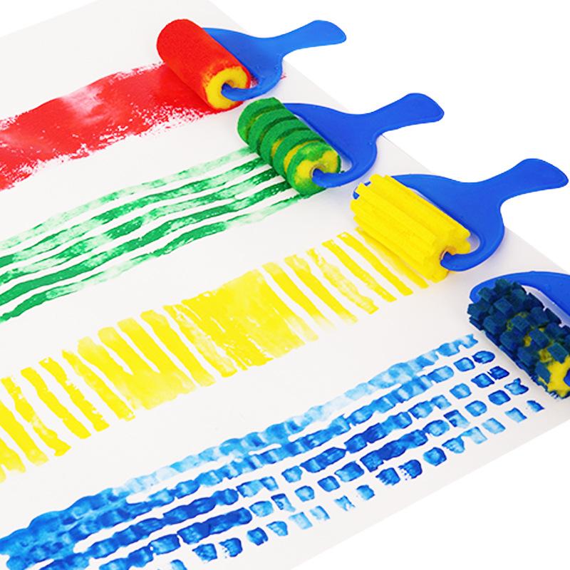 Children's Painting Sponge Brush Set: Doodling Stamps, Rollers, Cylinders, and DIY Art Tools for Early Education.