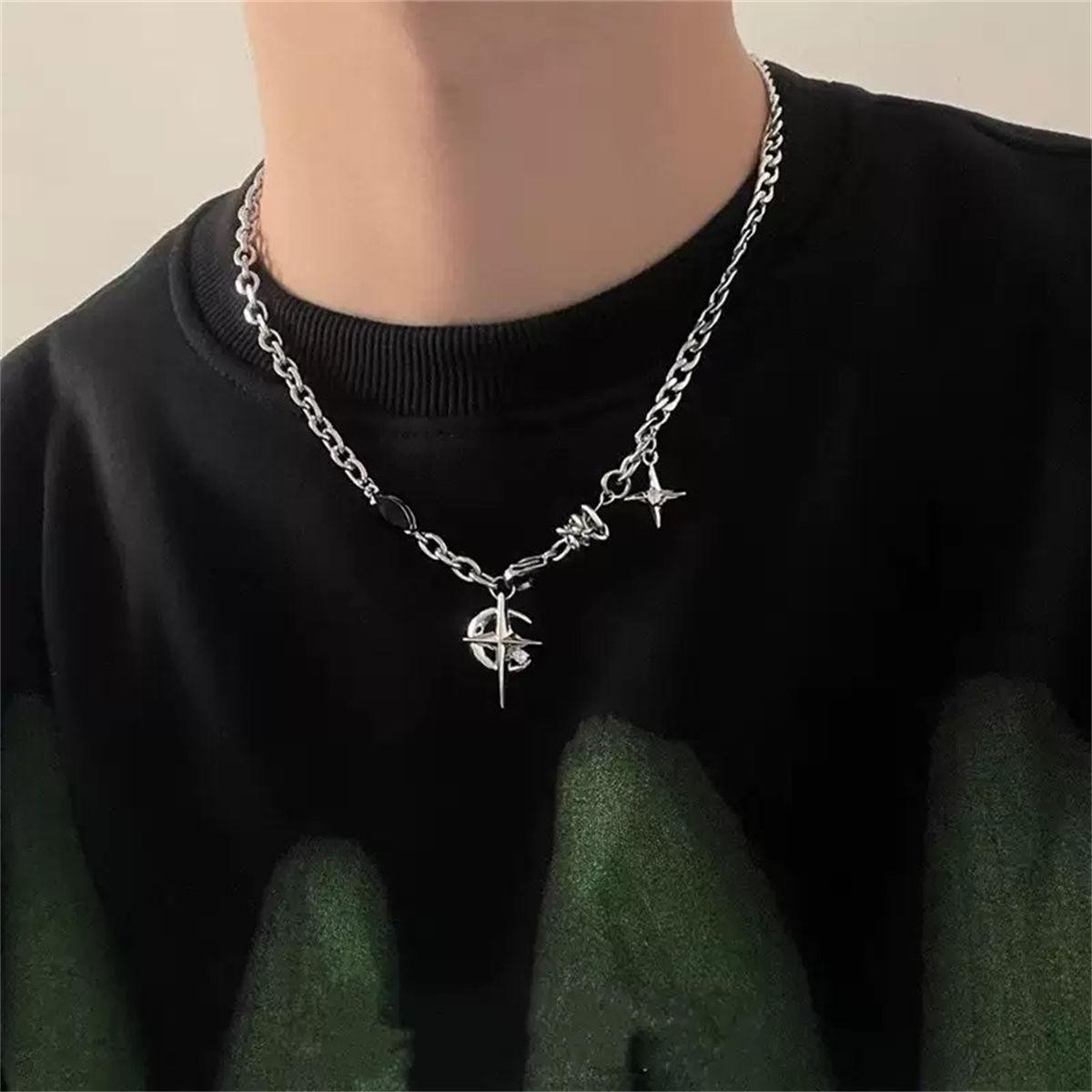 

Black Diamond Circle Titanium Steel Necklace Women s Hip Hop Niche Premium Sense Irregular Clavicle Chain Men s Jewelry