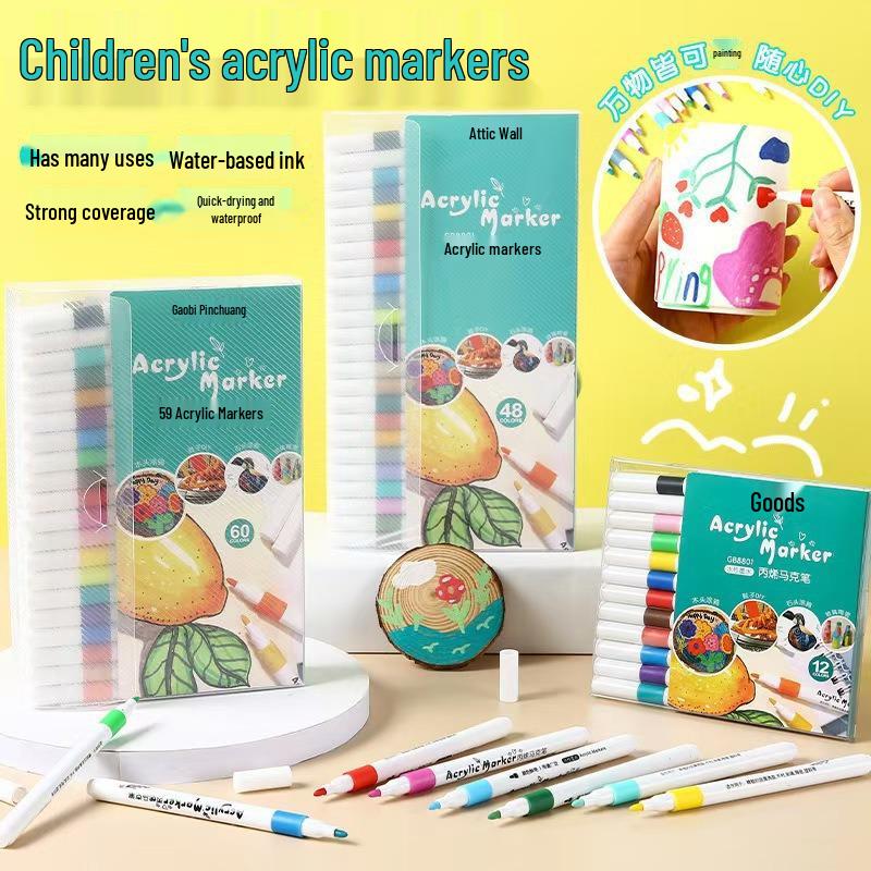 Opaque Acrylic Markers for Layering - Ideal for Elementary School Art, DIY Projects, and Watercolor with Durable Hard Tips.
