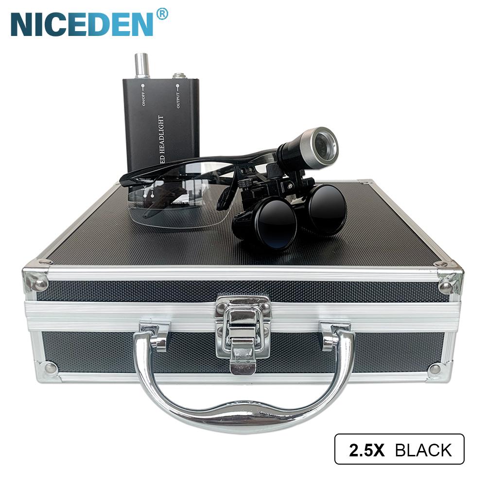 

NICEDEN 2.5X 3.5X LED Дентальная лупа Сверхлегкий бинокулярный увеличитель Стоматолог Хирургические стоматологические очки для стоматологической хирургии Угол 2.5x