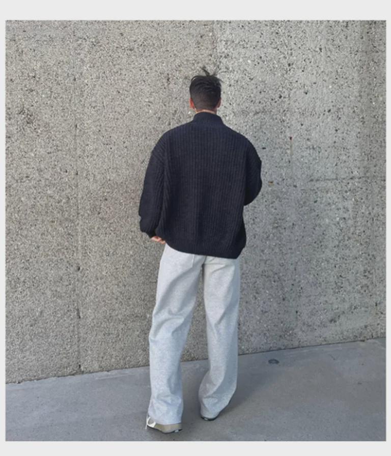 Chaqueta Cárdigan de Punto Retro Coreana con Cuello Mao para Hombre