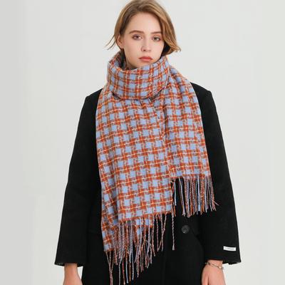 Internet-Prominente, Kaschmirimitat, karierter, warmer Schal, Unisex, modisch, vielseitiger Schal mit Fransen