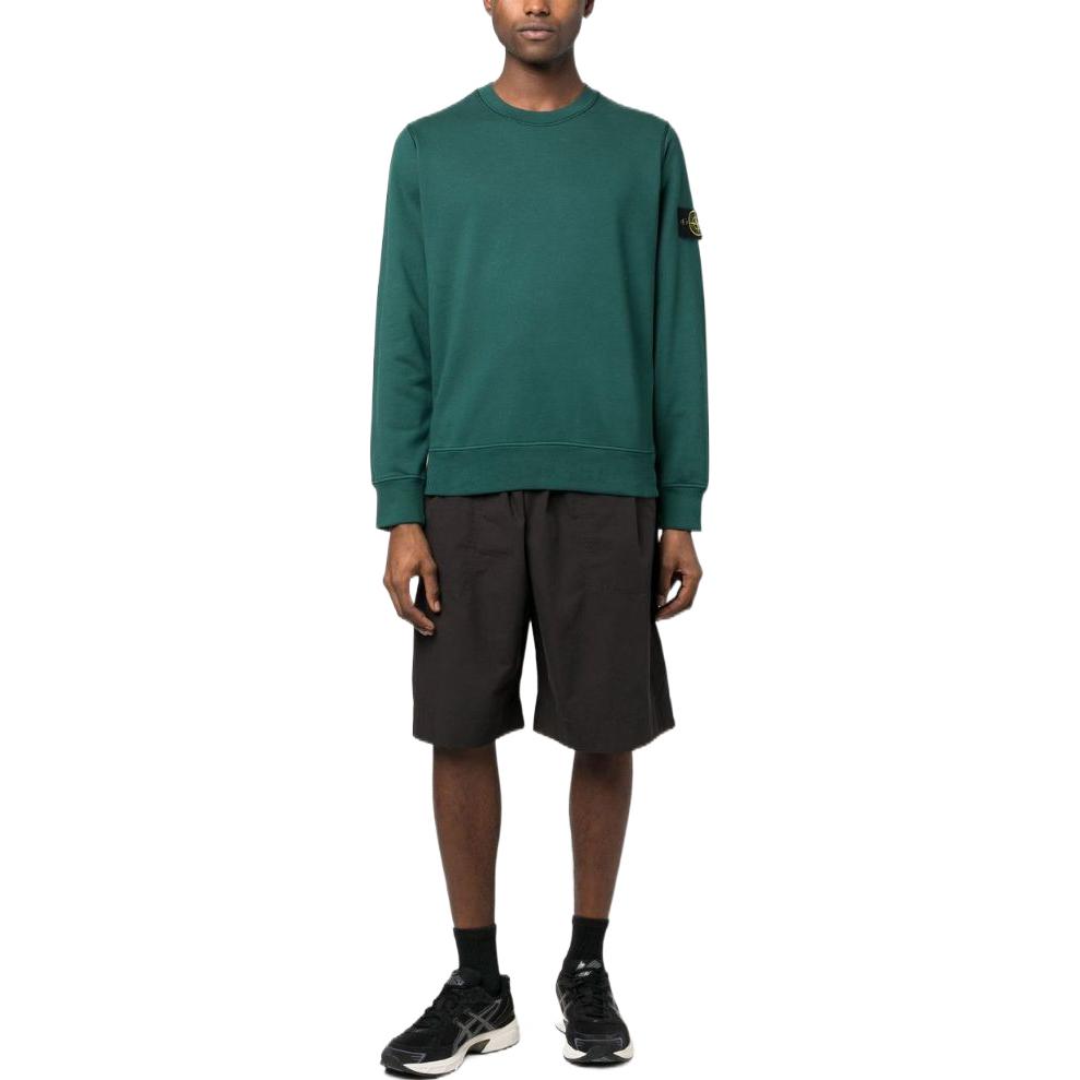 Stone Island Ss23 Solid Color Compass Patch Pattern Long Sleeve Pullover Crewneck Sweatshirt Men sweatshirt Green 101563051-V0053