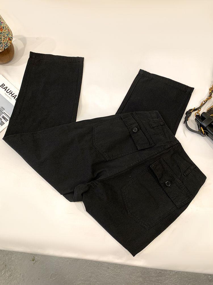 Green High Waist Retro Wide-Leg Work Pants for Tall Individuals