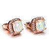 Luxury Female Yellow Pink Stone Earrings Fashion Silver Color Wedding Jewelry Vintage Double Stud Earrings for Women