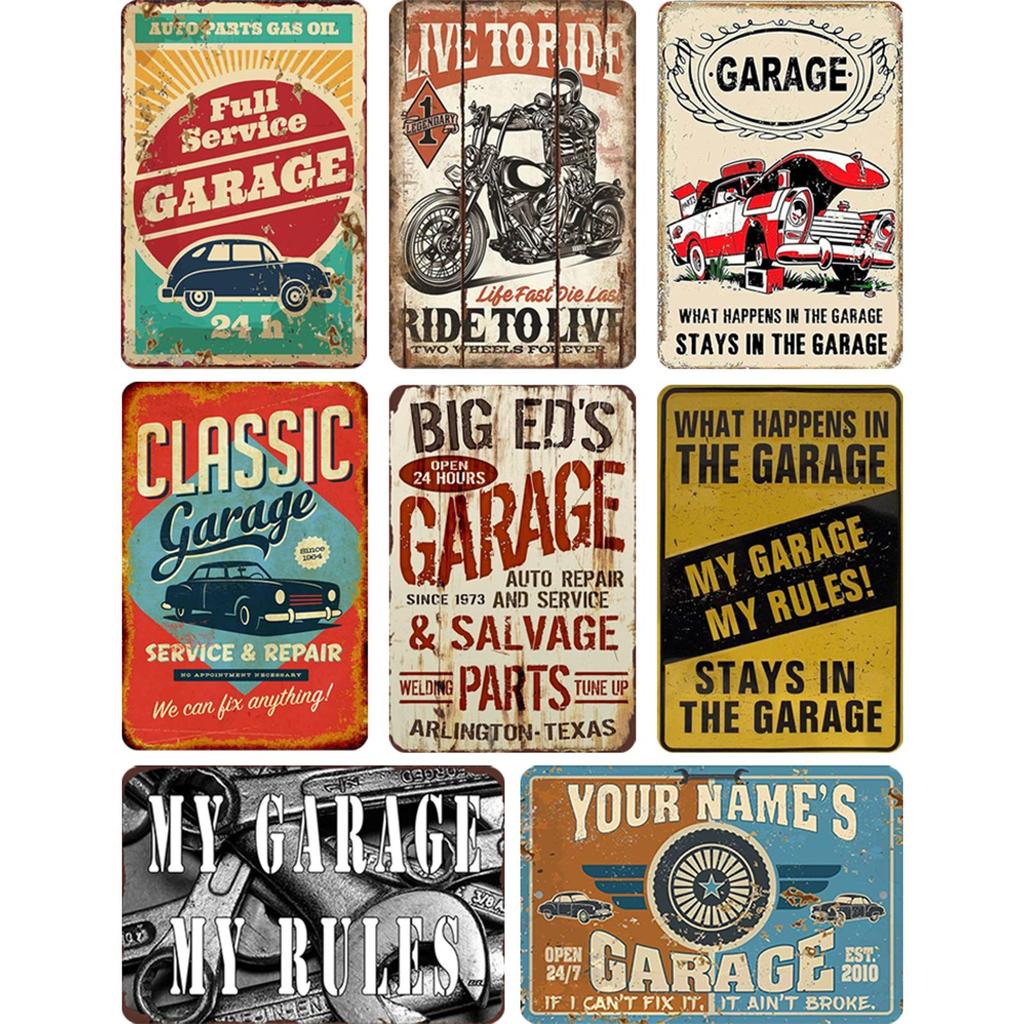 Vintage Garage Metal Tin Sign 2D Metal Wall Art Poster for Home Bar Decoration