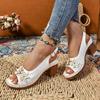 Ladies Shoes 2025 Buckle Strap Women's Sandals Fashion Crystal Floral Office and Career New Plus Size Open Toe Heeled Sandals