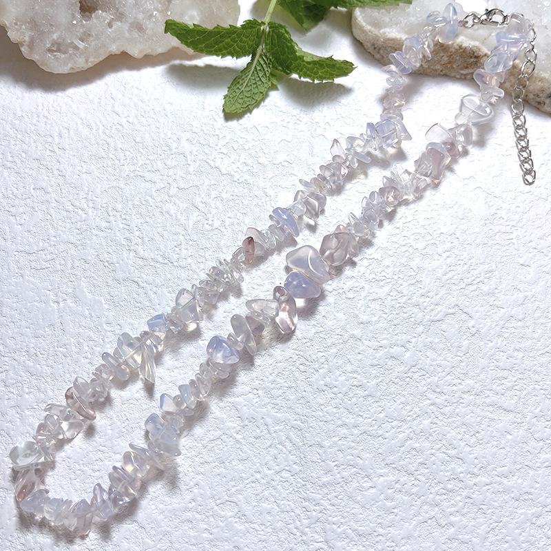 Богемное агатовое ожерелье-чокер из натуральной хрустальной крошки Pebble Necklace 5-8cm 20-38g