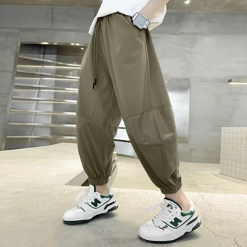 

2025 Мальчиковые спортивные летние брюки с защитой от комаров - Тонкие, повседневные, стильные 130 зелёный