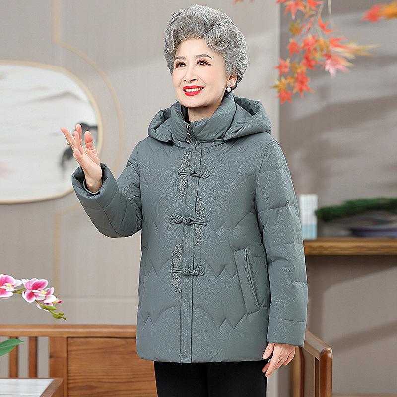 High-end grandma winter short down jacket old man winter wedding middle-aged and elderly mother women's coat
