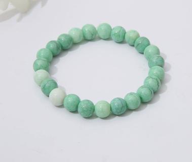 Jade And Glass Bead Bracelet One Size