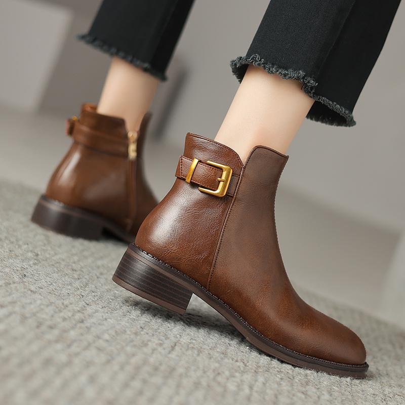 Fashion 2024 New Autumn Winter Women Boot Fashion Short Boots Round Toe Chunky Shoes for Women Chelsea Cowboy Boots Ankle Boots