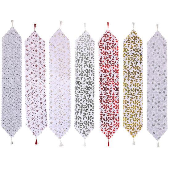 Exquisite Dinning Cover Widely Use Cloth Merry Christmas Pattern Gilded Table Runner for