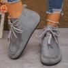 Damen Wildleder Kurzstiefel Herbst Winter Neu Weiche Sohle Leichte Bequeme Stiefeletten Mode Kreuzgebunden Rutschfest Freizeit Flachschuhe