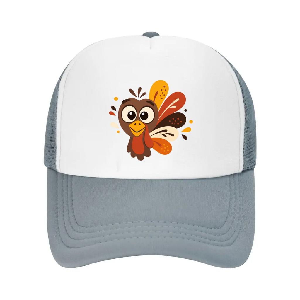 Playful Thanksgiving Bird Face Graph Mesh Baseball Cap Casual Hat Outdoor For Womens Unisex FeUnisex