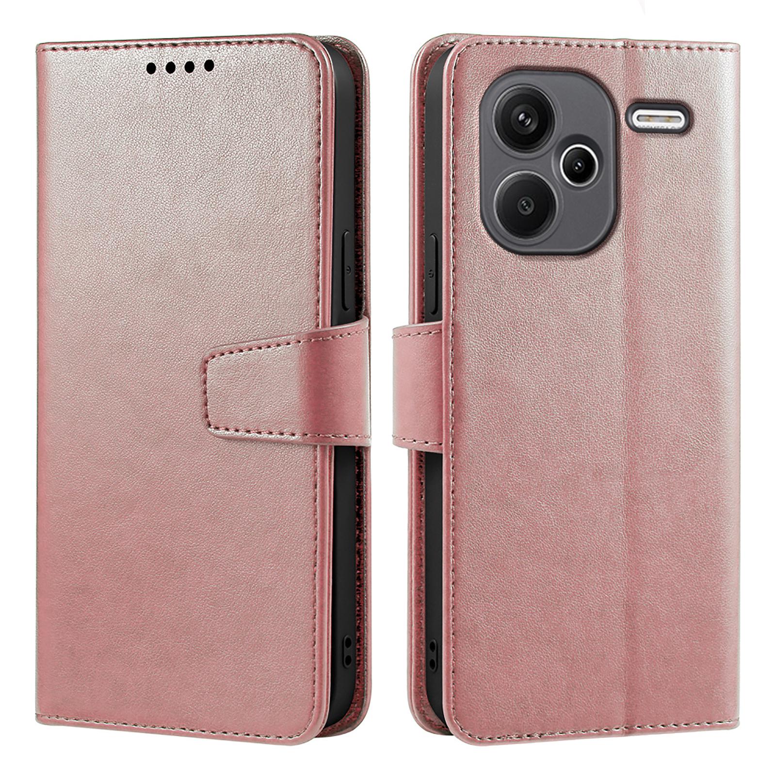 

For Xiaomi Redmi Note 13 Pro+ 5G Case Stand Card Holder Wallet Leather Phone Cover Rose Gold
