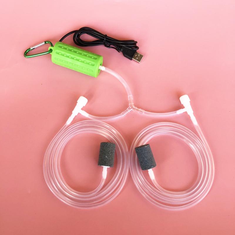 Haushalt Mini Sauerstoffpumpe Mit Doppel Luftstein Stumm USB Aufladung Luftpumpe Aquarium Fischbecken