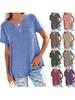 New Women's V-Neck Short Sleeve Loose Pocket T-shirt for Spring/Summer - Europe & America Style