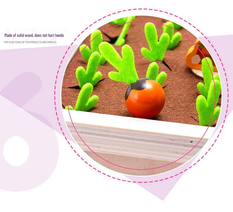 Wooden Radish Pull Toy: Montessori Vegetable Memory Game for Early Education.