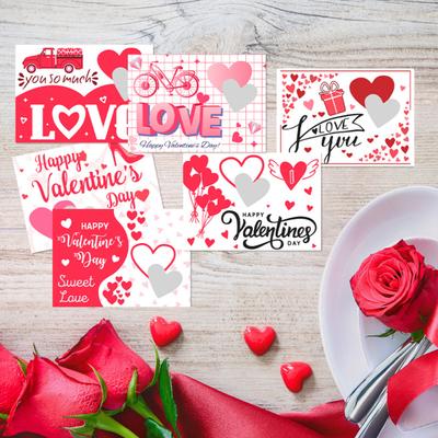 6/12ks Valentýnská stírací karta pro páry se samolepkami DIY Romantická přáníčka se srdíčkem Svatební Zasnoubení Výročí Party Potřeby