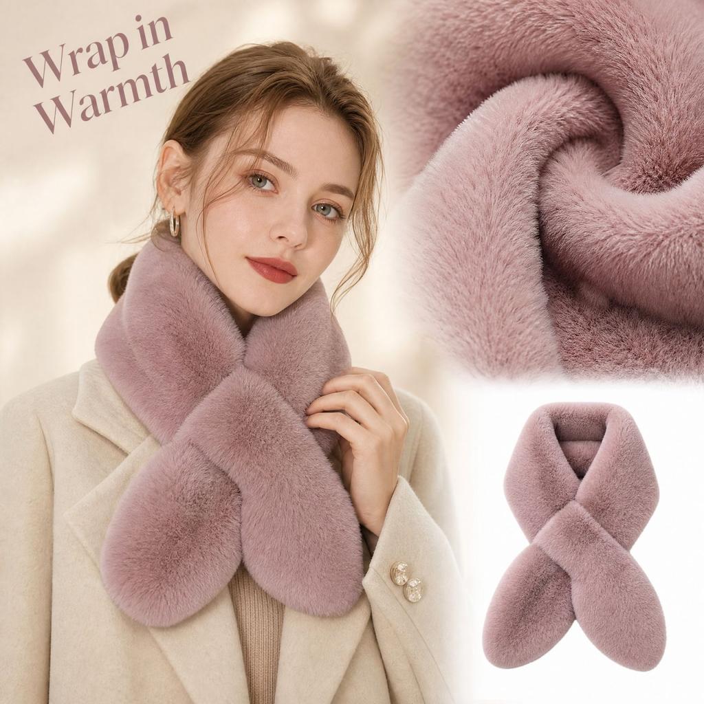 Women's Thick Reversible Neck Warmer Scarf Cross Front Winter Wrap for Cold