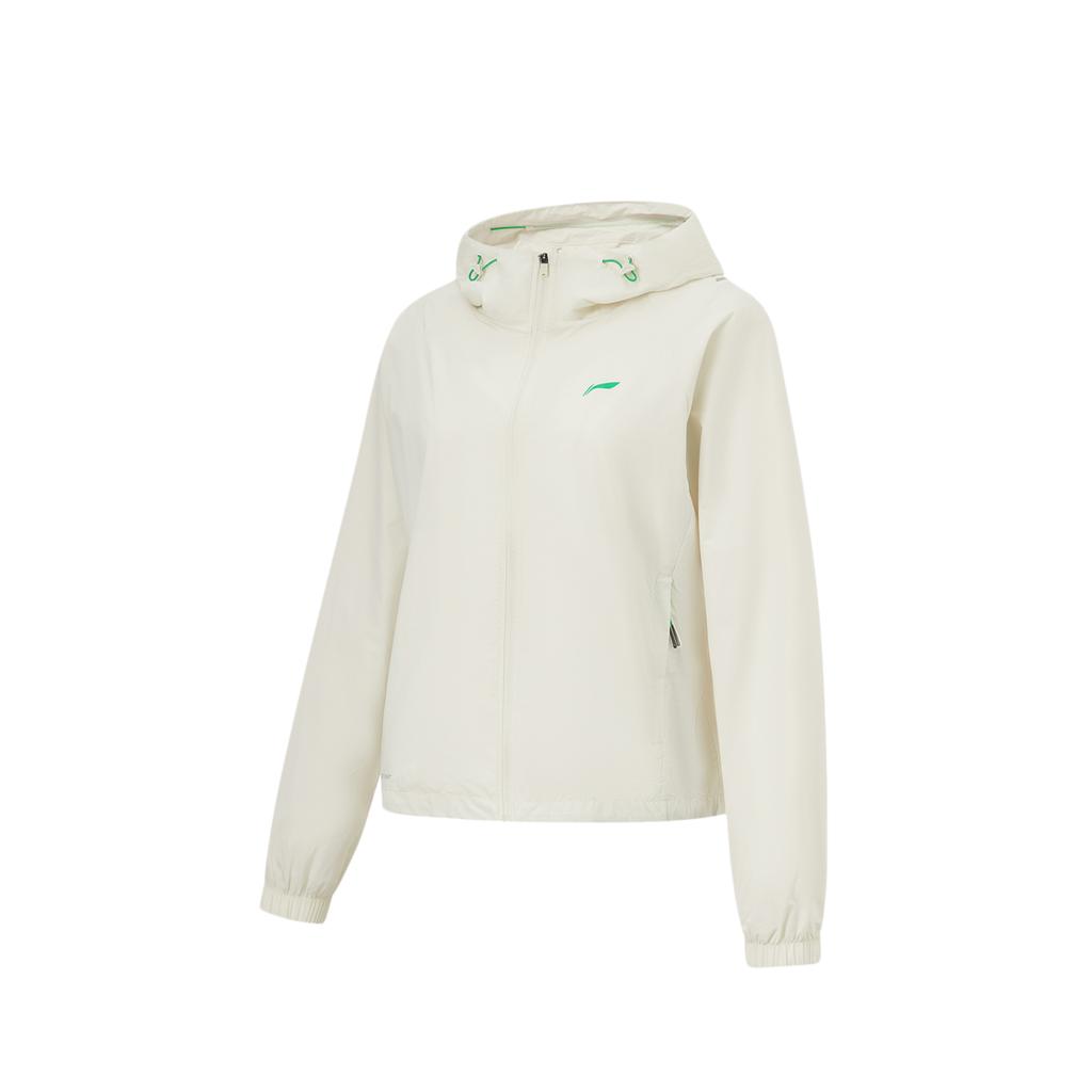 Lining Running Series Solid Color Zip Hooded Jacket Women Jacket Silver-Birch-Gray AFDU052-2