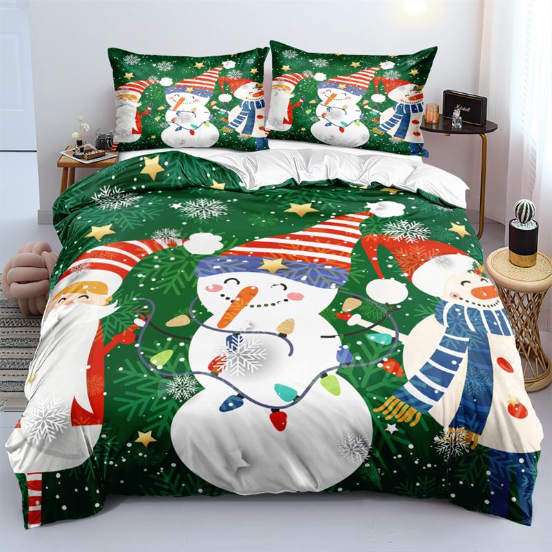 Duvet Cover Set 3D Santa Claus Merry Christmas Single Double Size Holiday Atmosphere Decoration Soft And Comfortable