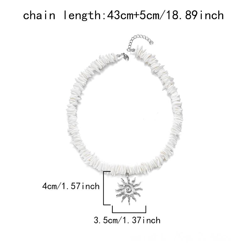 1Pcs Vintage Silver Color Sun Pendant Necklaces Bohemian Rainbow Beaded Choker Necklace For Women Summer Beach Jewelry Gift