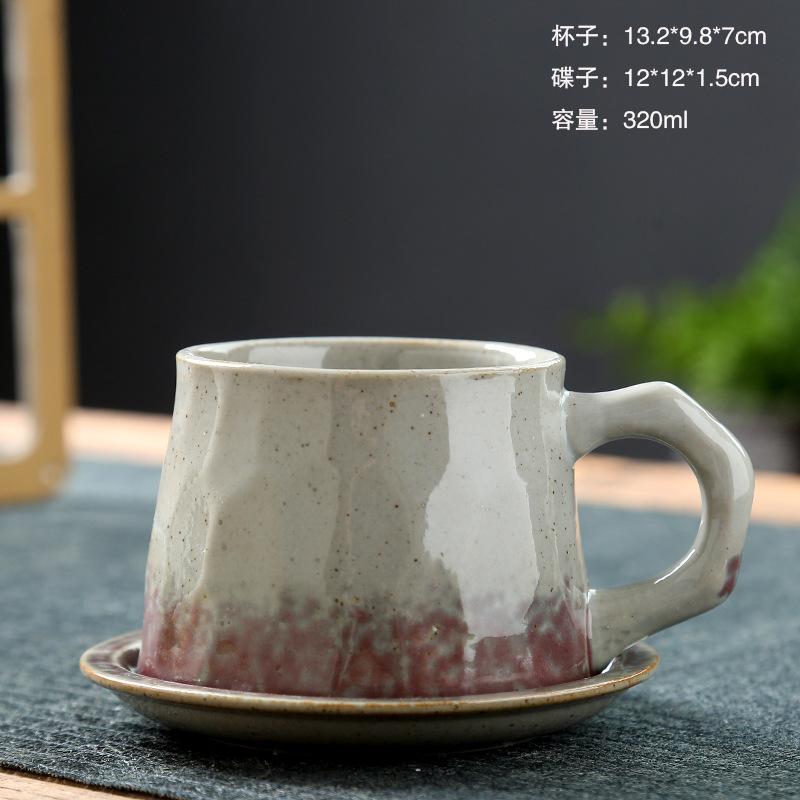 Japanese Ceramic Coffee Mug and Saucers Set Vintage Breakfast Oat Mug Creative Afternoon Camellia Flower Tea Cup Home Water Cup