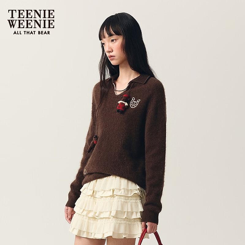 Teenie Weenie Women's Cartoon Bear Polo Knit Sweater