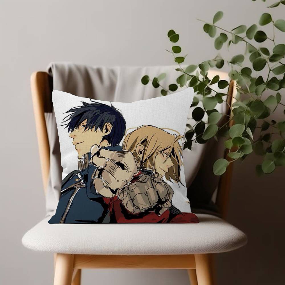 Fullmetal Alchemist Anime Pillow Case Plush Fabric Soft Double Sided Print Sofa Cushion Cover Throw Pillow Covers