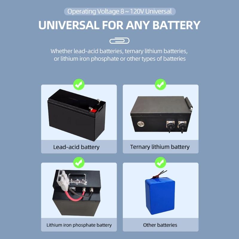 Battery Coulomb Counter Battery Charger Amp Meter Accurate Voltages Monitoring from 8V To 120V for Electric Vehicles