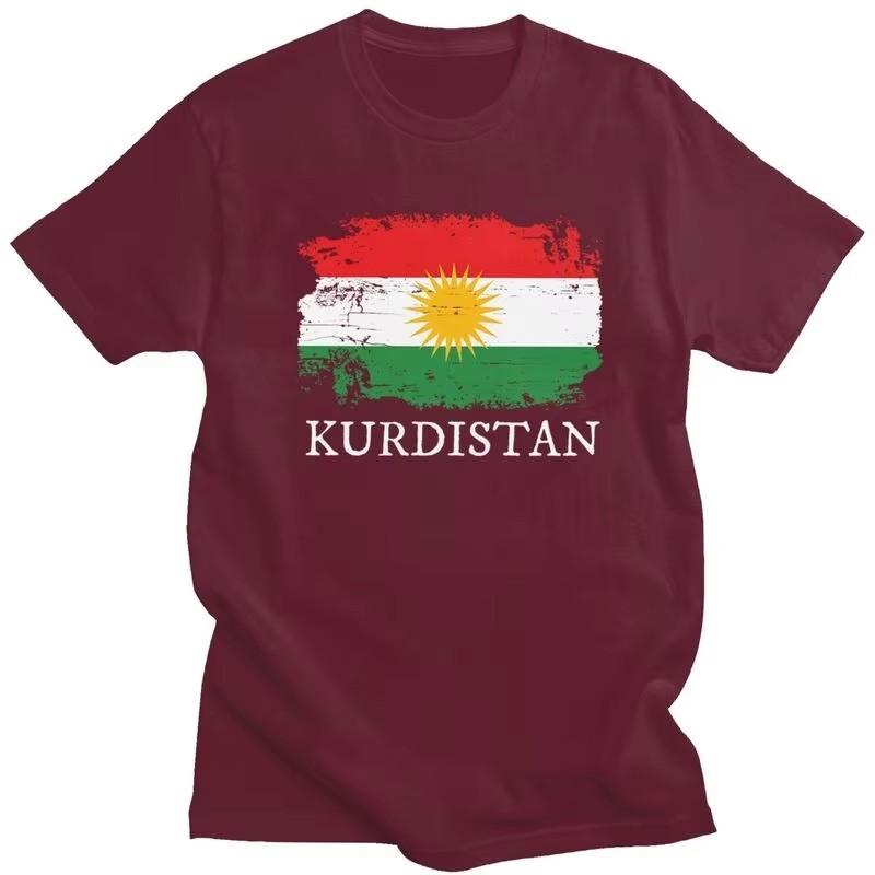Kurdistan Flag Print T-Shirt Unisex Short Sleeve Cotton Casual Streetwear Tee