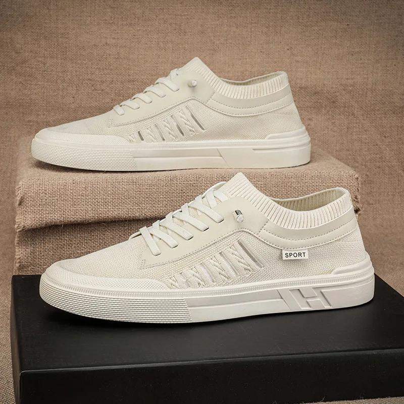 Fashion Summer Casual Sneakers for Men Breathable Loafers Lightweight Round Head Fashionable and Versatile Solid Colour Non-slip Flats