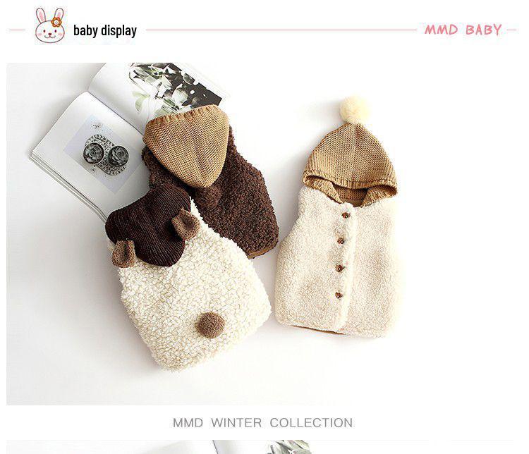 Thickened Cute Lambswool Vest for Infants, Unisex, Ages 1-3, Perfect for Autumn and Winter.