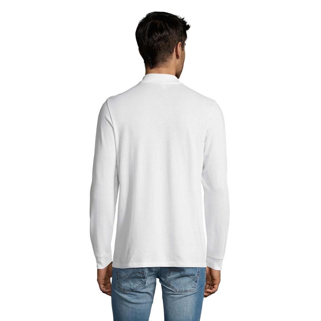Mens Perfect Plain Pique Long-Sleeved Polo Shirt