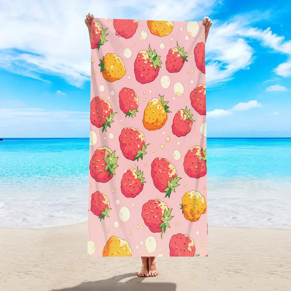 Vibrant Summer Fruit Print Beach Towel Oversized Microfiber Towel for Vacation Camping Swimming and Outdoor Use