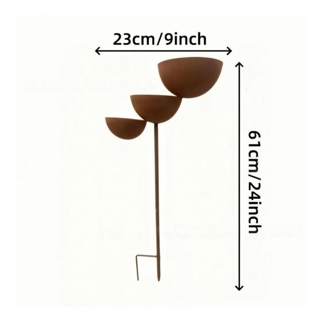 Iron Bird Feeder with Three Bowls Decorative for Lawns