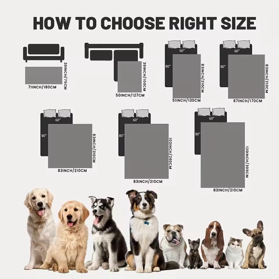 Waterproof Dog Fitted Sheet Three Line Grid Stitching Nap Blankets Living Room Non-Slip Pets Sofa Cover Furniture Protector